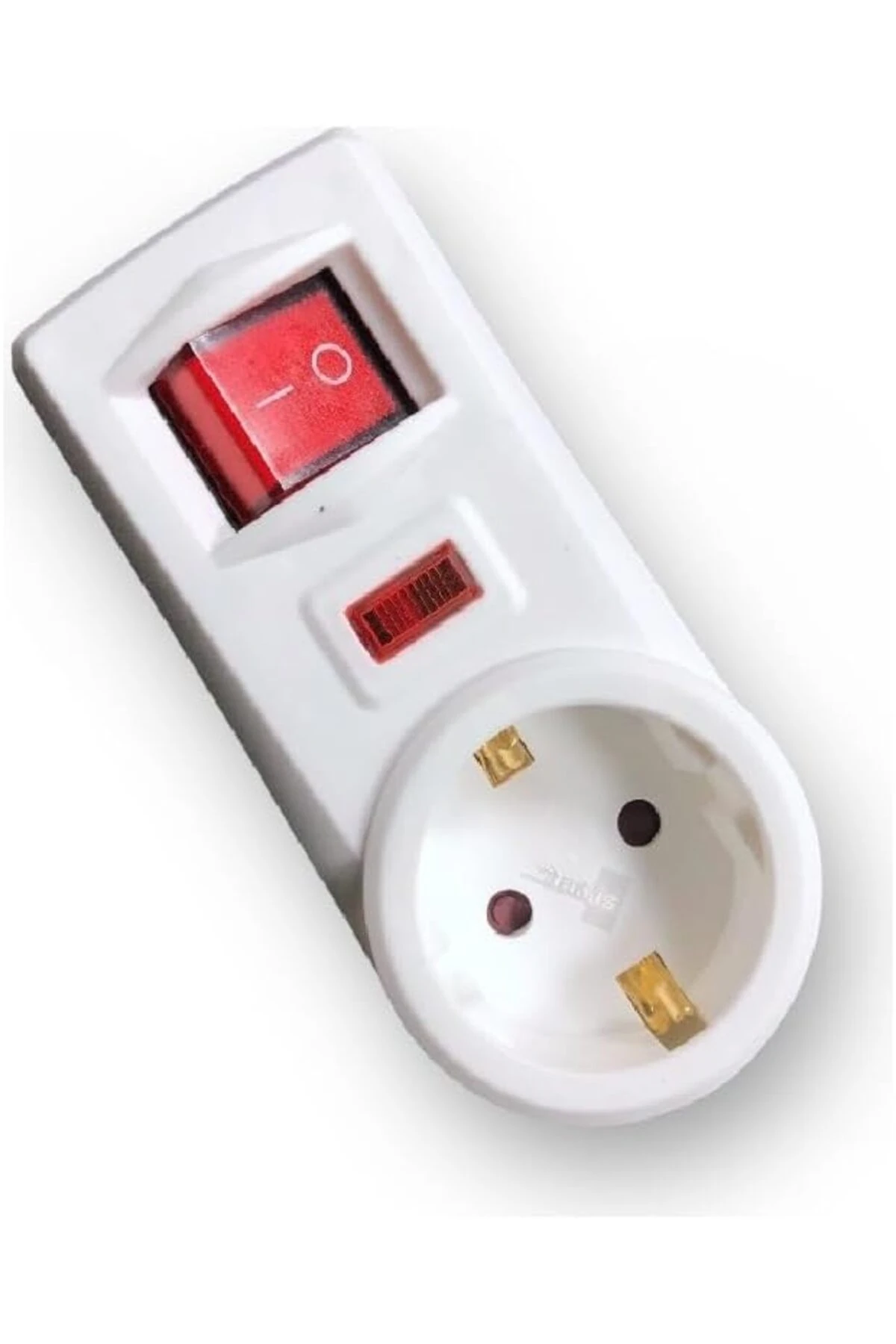 Akım Korumalı Priz Anahtarlı 3500W Beyaz Topraklı Priz (Tekli Sade)