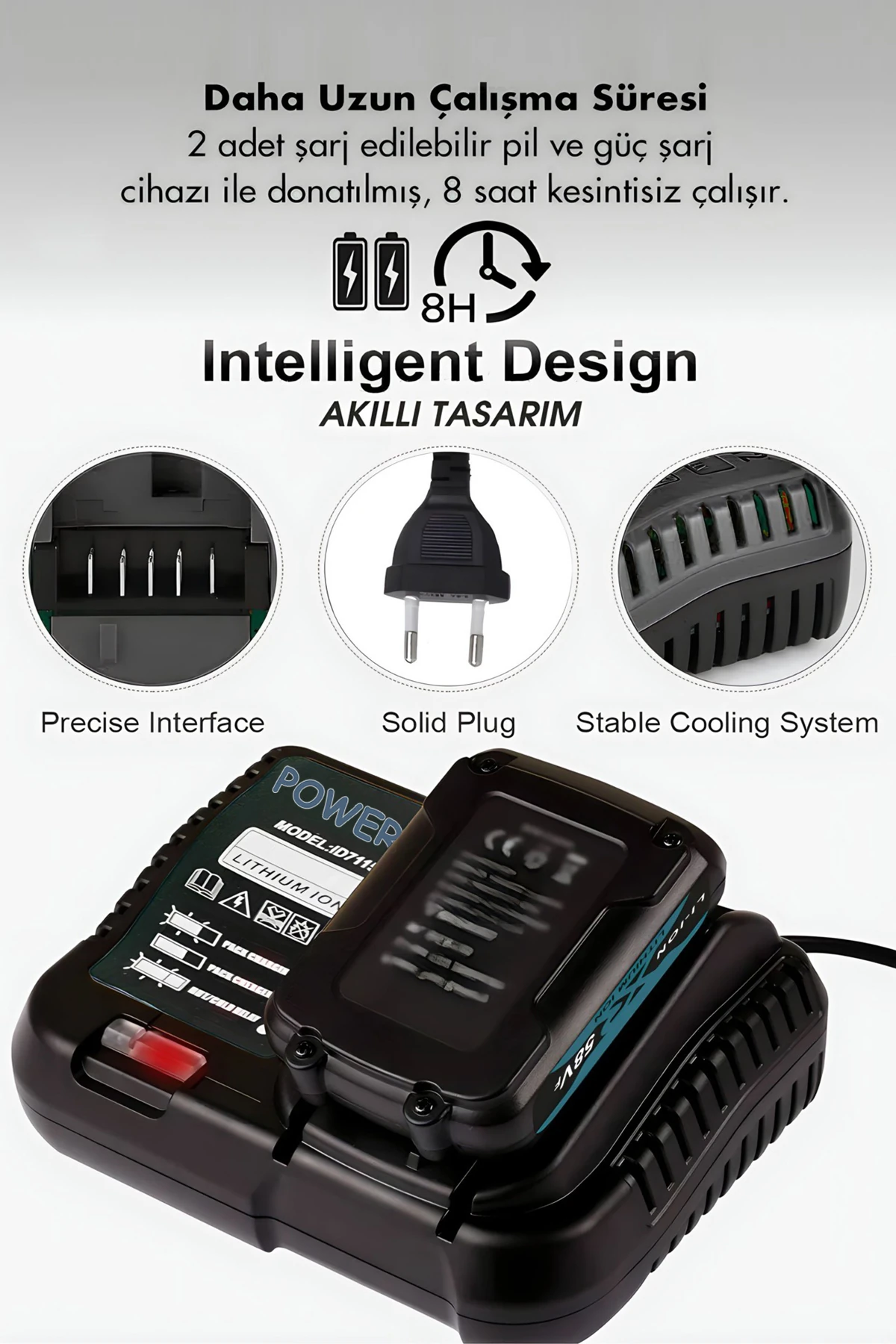 3 Lü Set Torklu Vidalama Somun Sıkma Şarjlı Matkap 2-26mm Şarjlı Taşlama 125mm