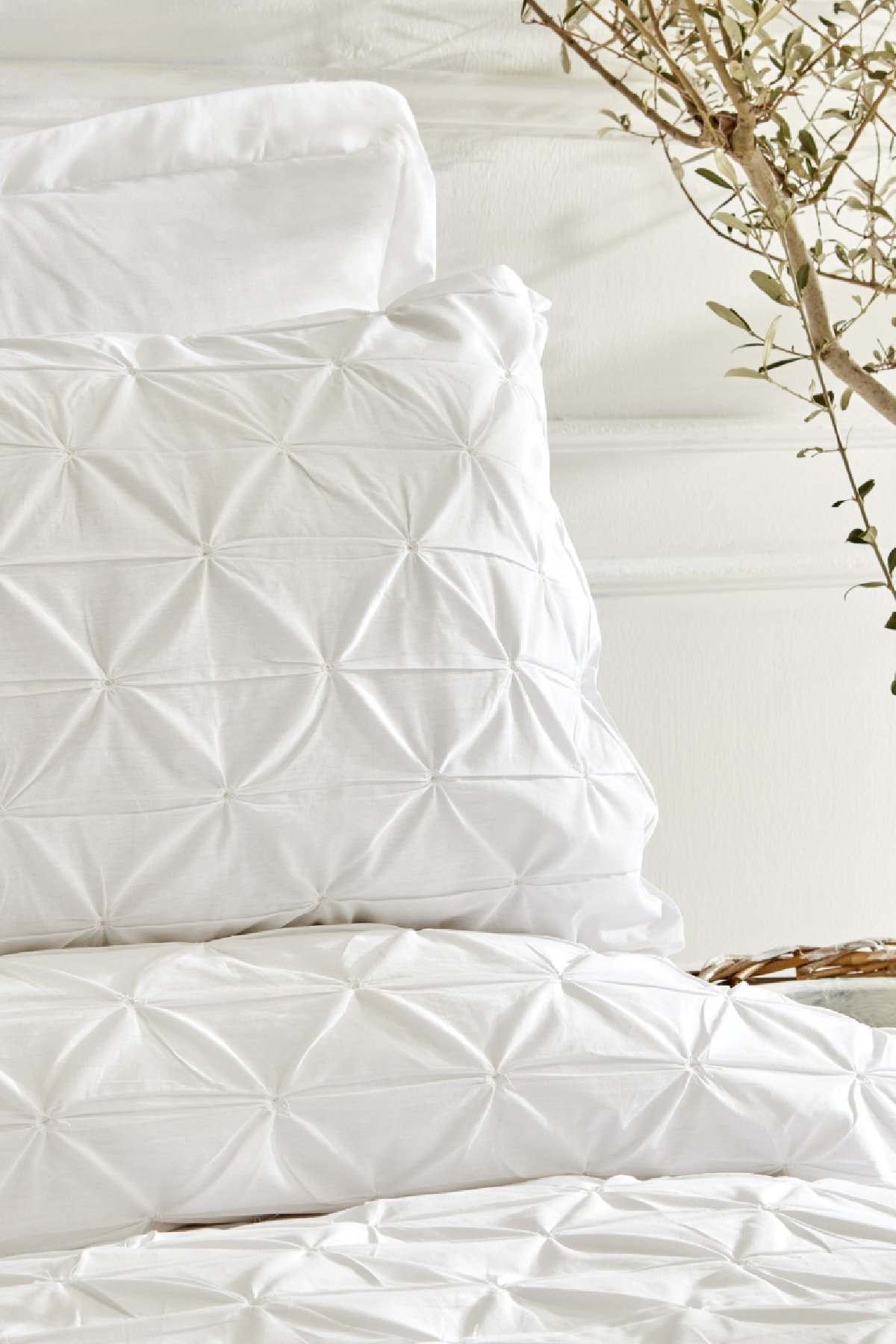 White Collection Castello %100 Pamuk Tek Kişilik Puntolu Nevresim Takımı Beyaz