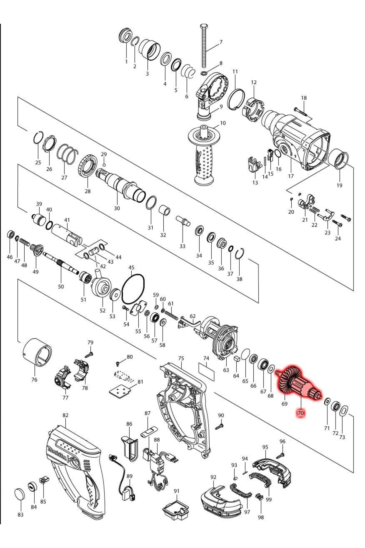 Makita Dhr202rtj Endüvi Rotor Kollektör Ürün Kodu 519226-8