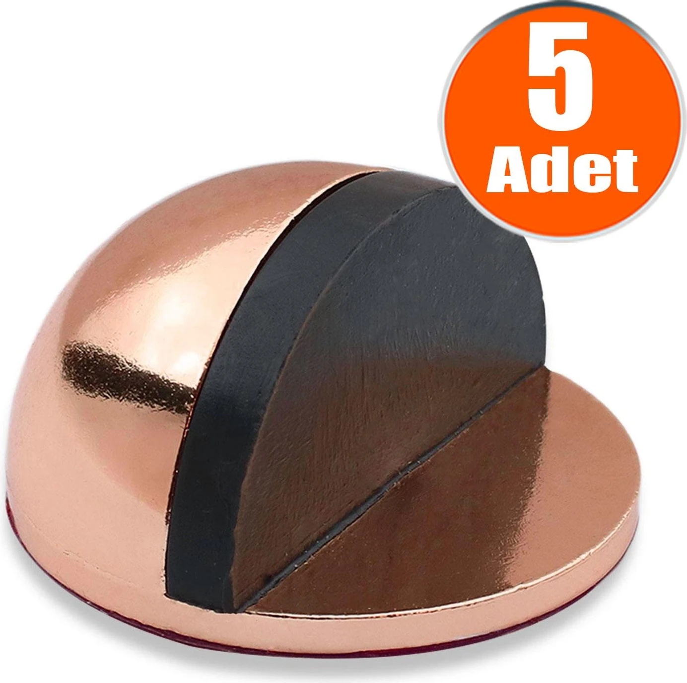 Yarımay Kapı Stoperi Tamponu Yapışkanlı Metal Kapı Stopu Bakır (5 Adet)