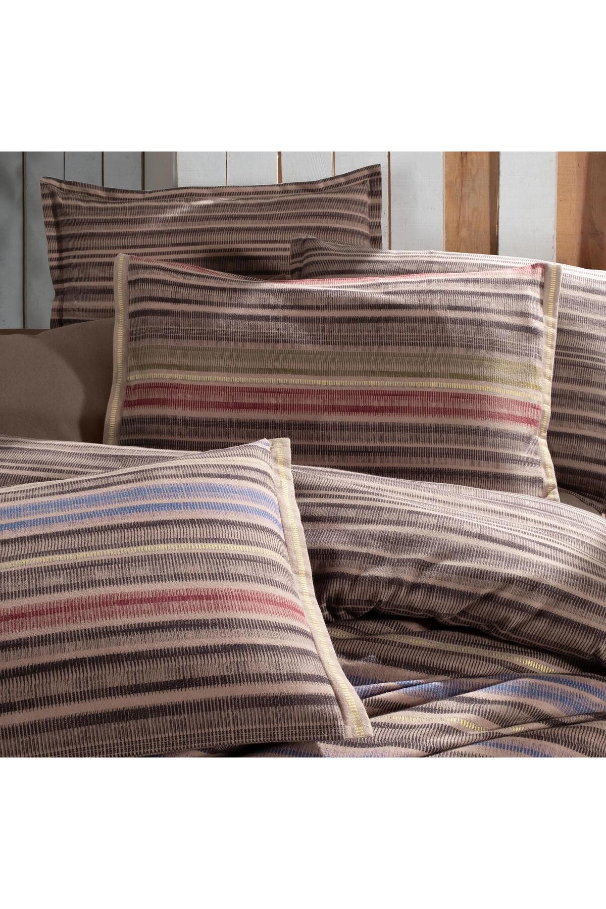 Fauna King Size (Battal Boy)%100 Pamuk Flanel (Pazen) Nevresim Takımı Kahve
