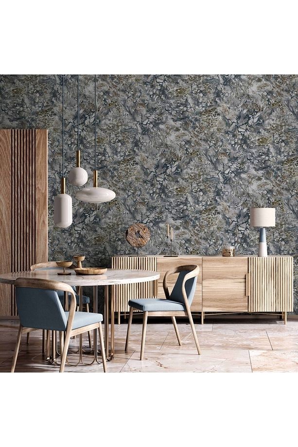 Roka 23101-5 Mermer Desenli Düz Sade Duvar Kağıdı