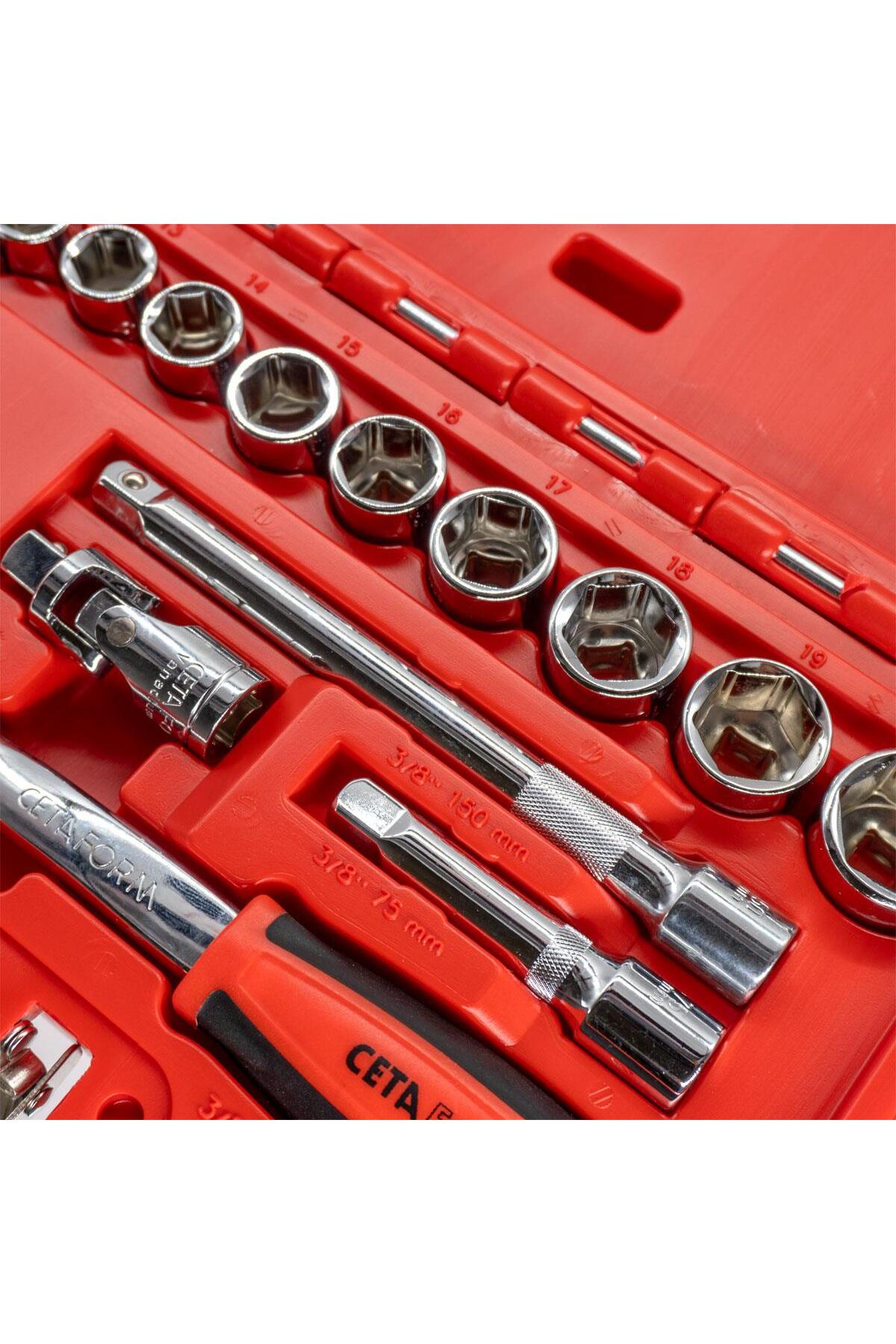 CETA FORM Ceta 18 Parça 3/8” 6 Köşe Lokma Takımı - C10-18ph4
