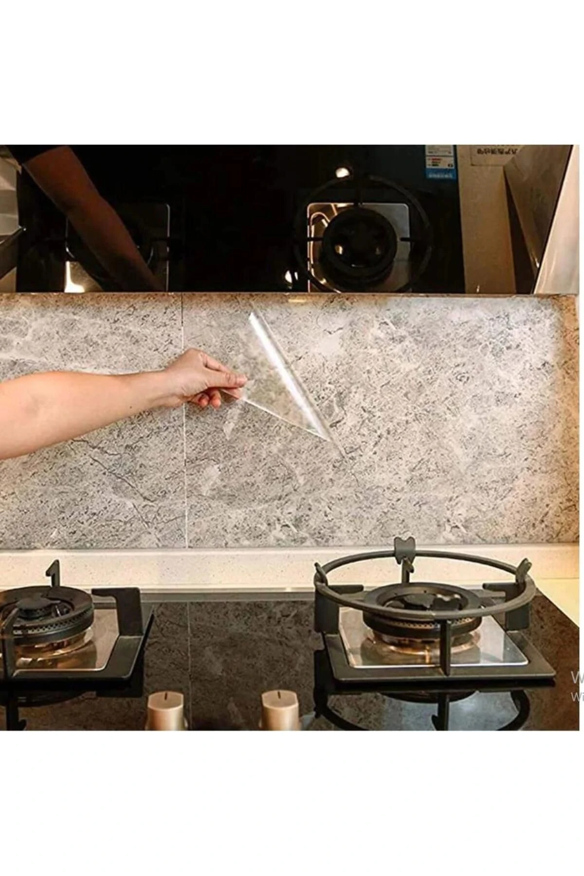 Ocak Tüp Arkası Yağ Koruyucu Yapışkanlı Şeffaf Şerit Etiket