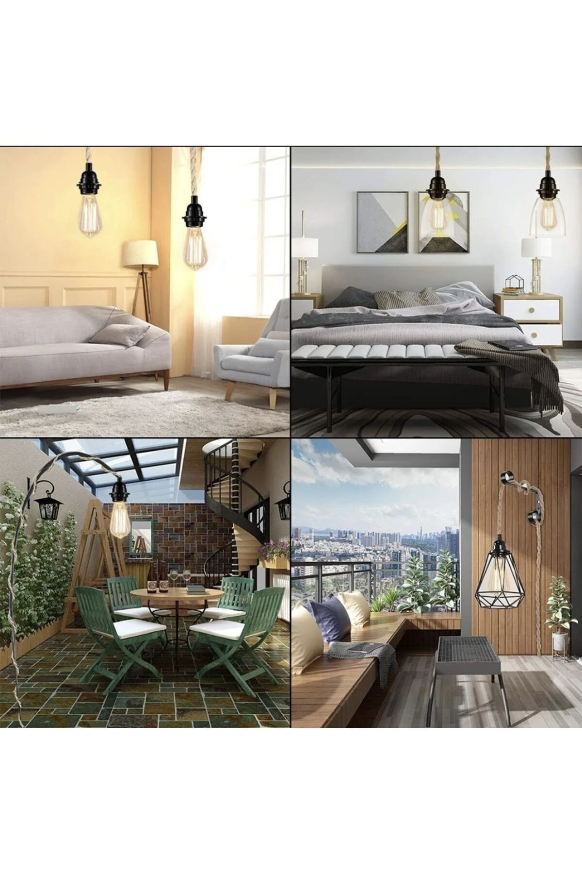 Jüt Halat Sarkıt Avize Anahtarlı Duy 5 Mt Bronz Rengi (AMPUL DAHİL)