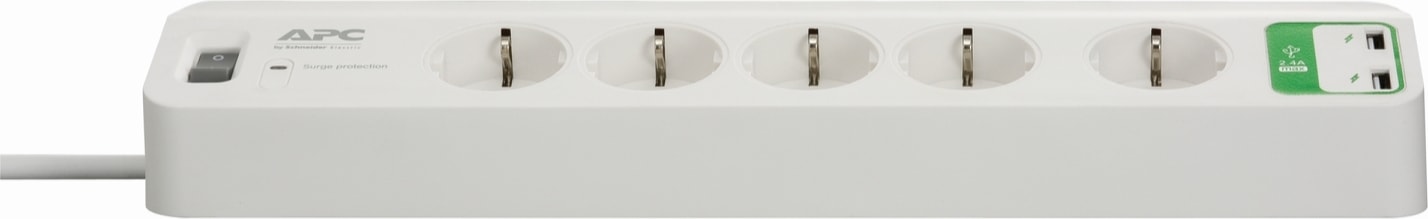 APC 5'li Akım Korumalı Priz ve 2 USB Girişi 5V-2.4A PM5U-GR