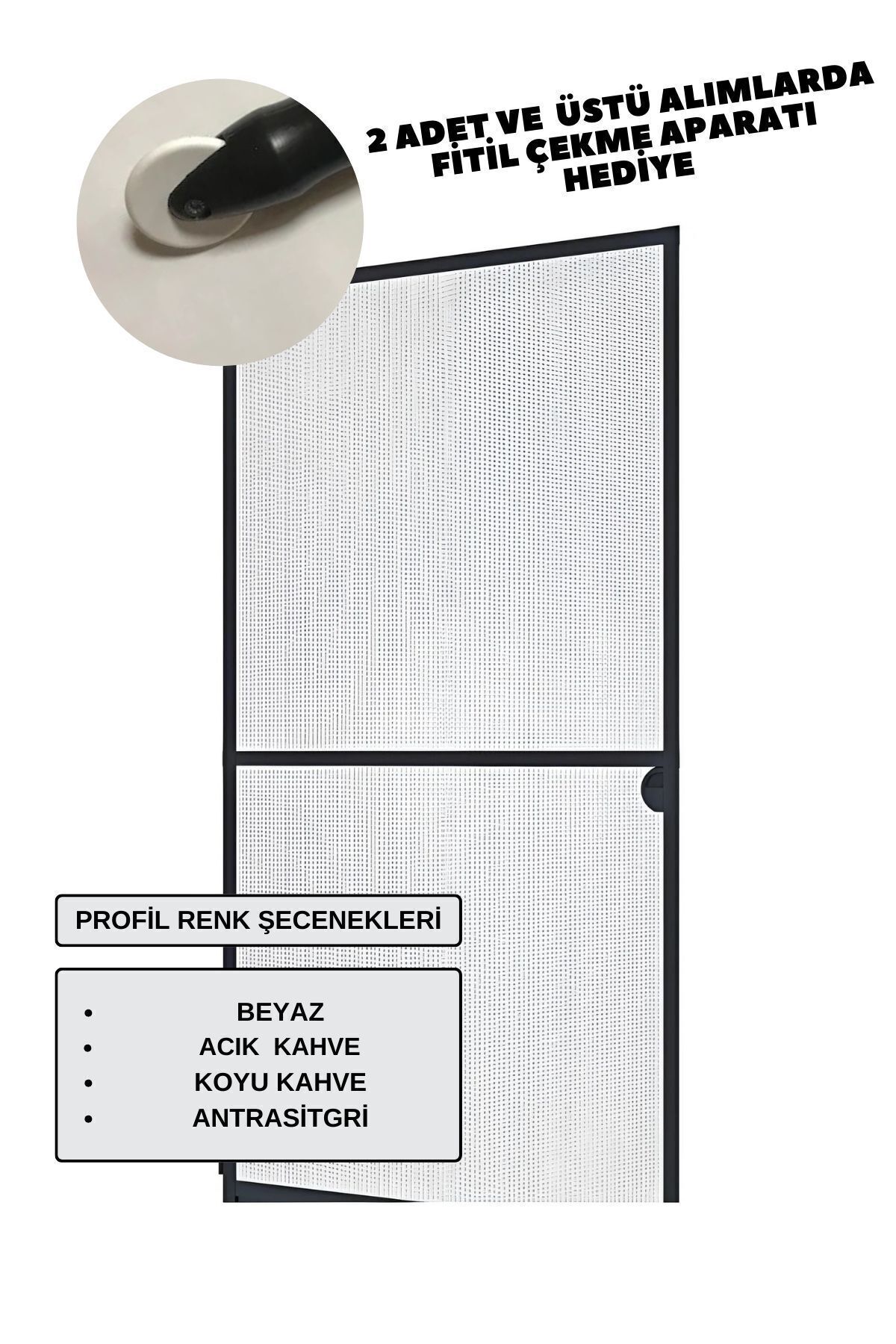 [100cm X 220 Cm ] Menteşeli Fiber Glass Kapı Pencere Sinekliği 17 X 25 Demonte Ürün