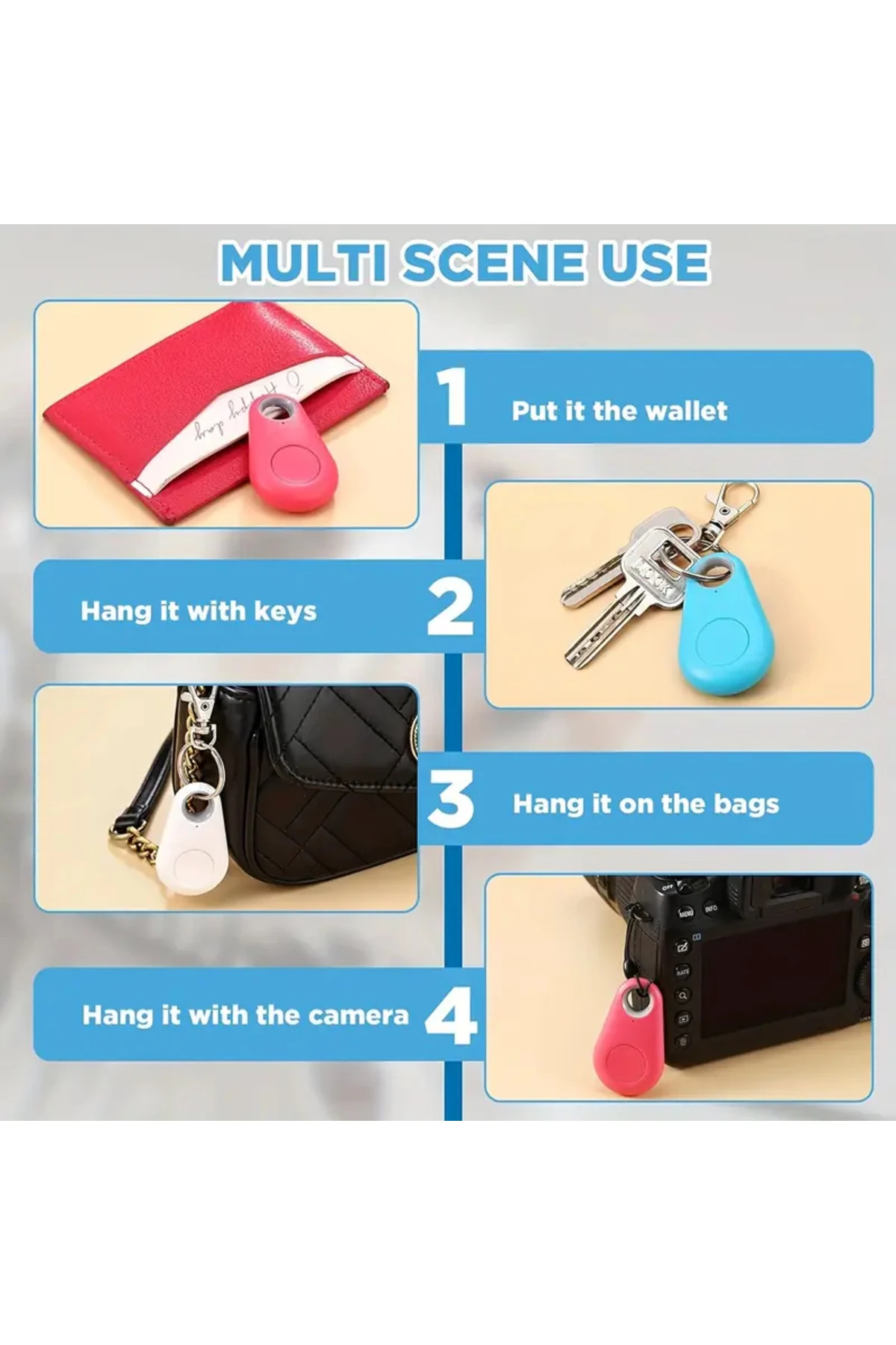 Akıllı Anahtar Bulucu Kayıp Alarmı, Evcil Hayvanlar, Cüzdan, Anahtarlar için GPS İzleyici