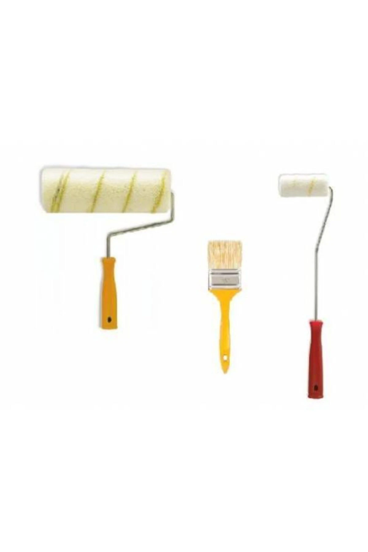 Boyacı Seti Set Saten Rulo Parmak Rulo Kestirme Fırça Set 3'lü Boya,fırça,boya Fırçası,