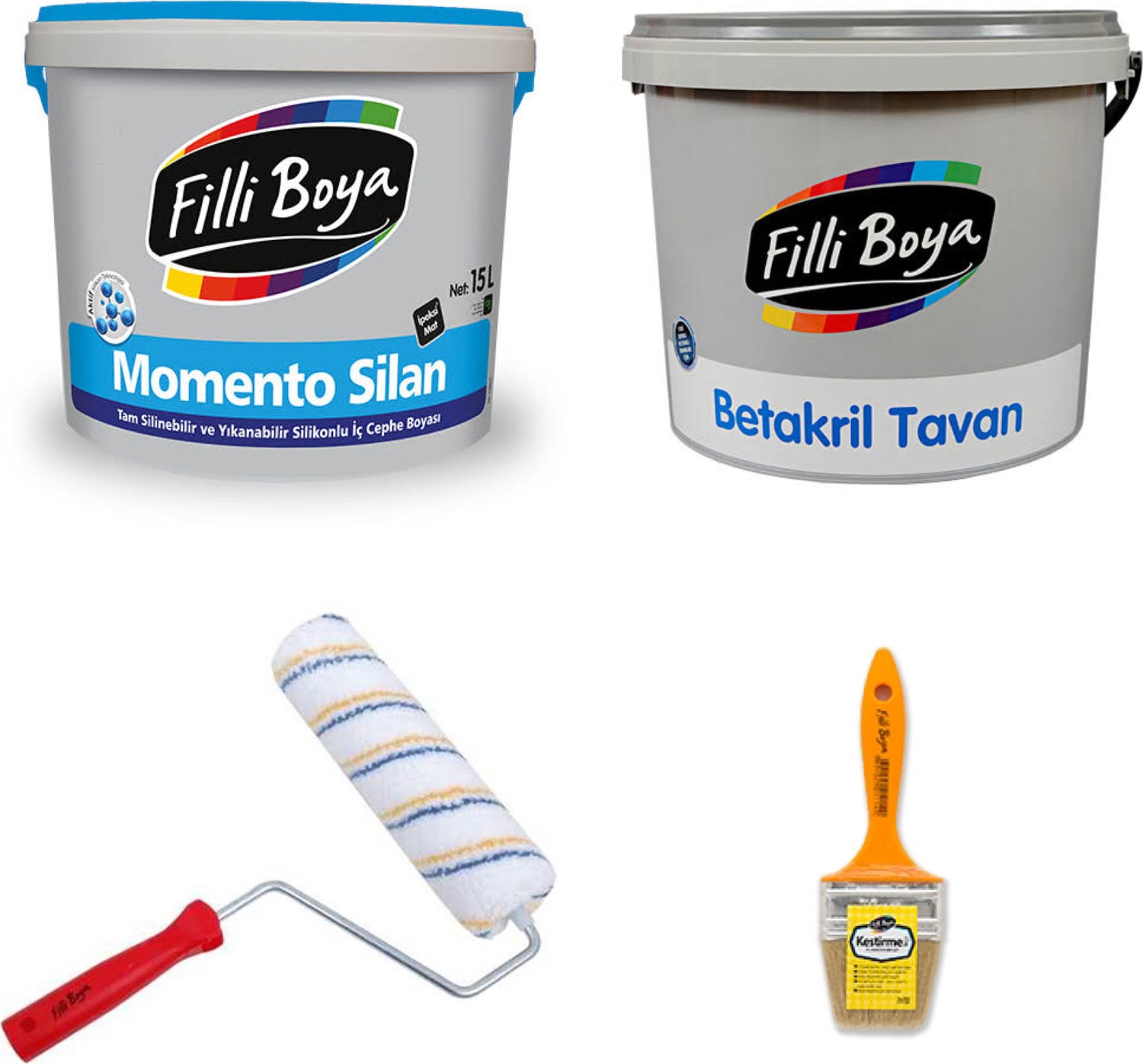 FİLLİ BOYA MOMENTO SİLAN SİLİKONLU İÇ CEPHE BOYASI 15 L + TAVAN BOYASI 17,5 KG + SET