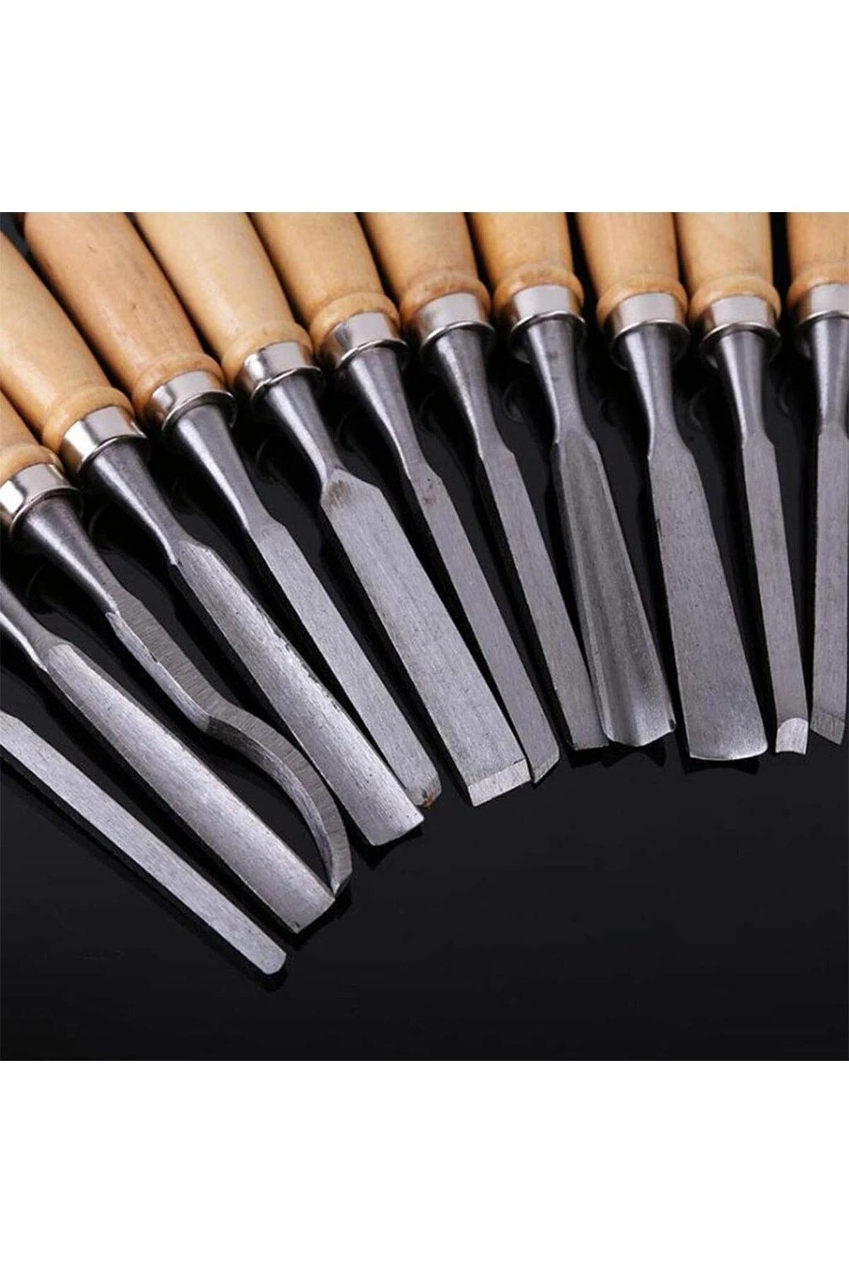 12 Parça Profesyonel Iskarpela Ahşap Saplı Oyma Seti Özel Çantalı 12parçaiskarpela Marangoz