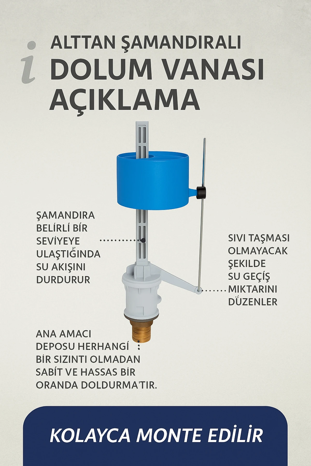 Klozet Rezervuar İç Takım Flatörü – Sessiz Dolum, Yüksek Uyumluluk, Alt Girişli Şamandıra Rezervuar