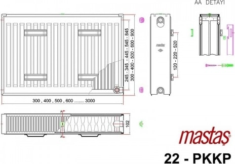 600X700 Panel Radyatör Tip 22-Pkkp Beyaz