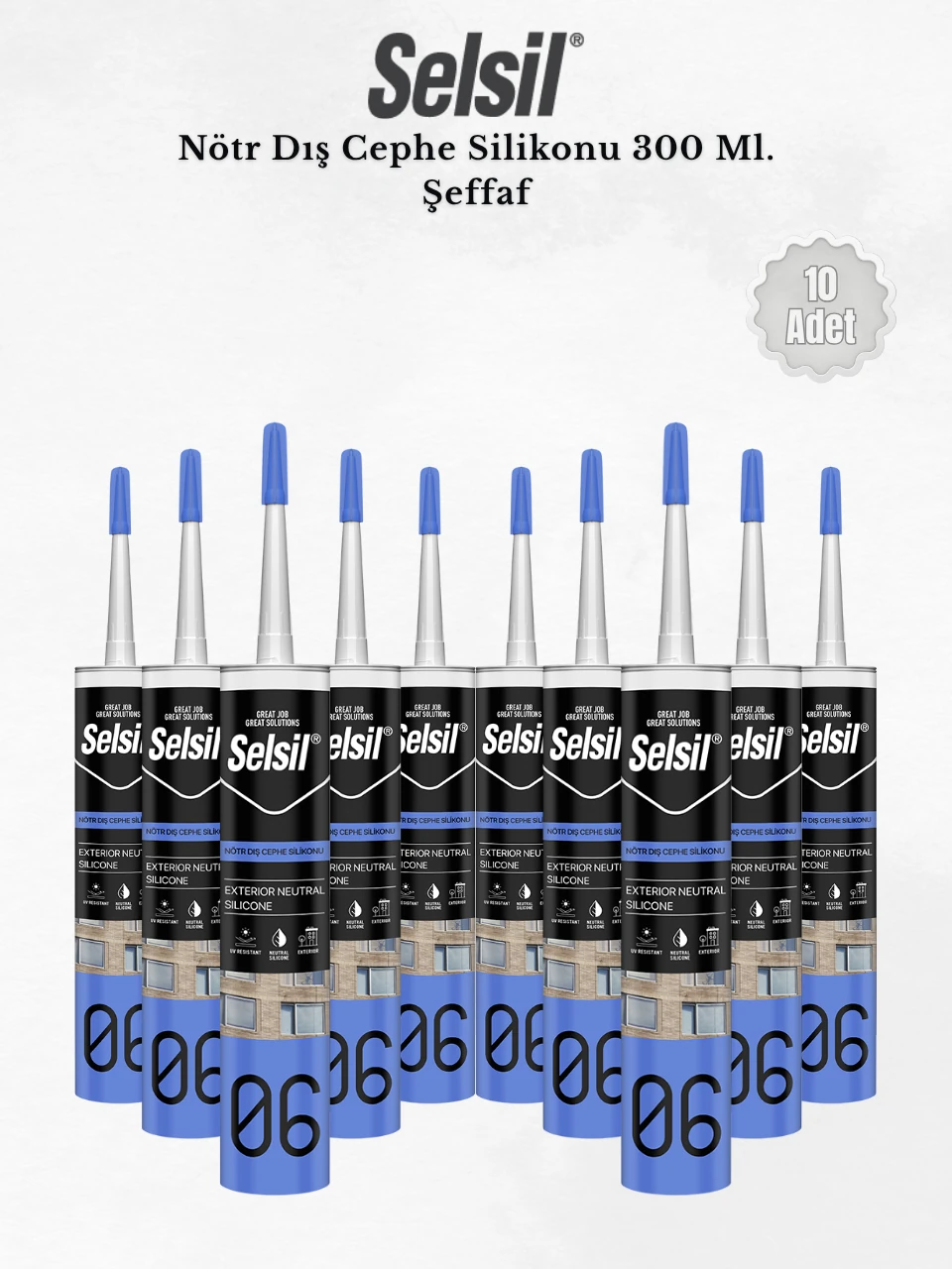 Nötr Dış Cephe Silikonu Seffaf 300 ml - 10 Adet