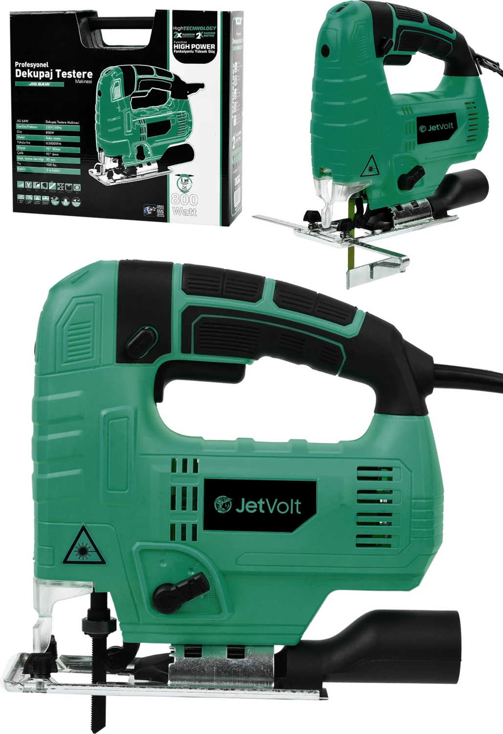800W Bakır Sargılı Professional Devir Ayarlı Dekupaj Bıçkı Testere Makinası - Yeşil