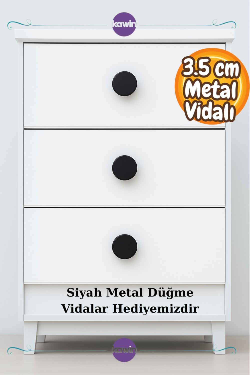 Mat Siyah Mantar Düğme Yuvarlak Kulp Dolap Çekmece Kulp Vidalı Daire Kulbu