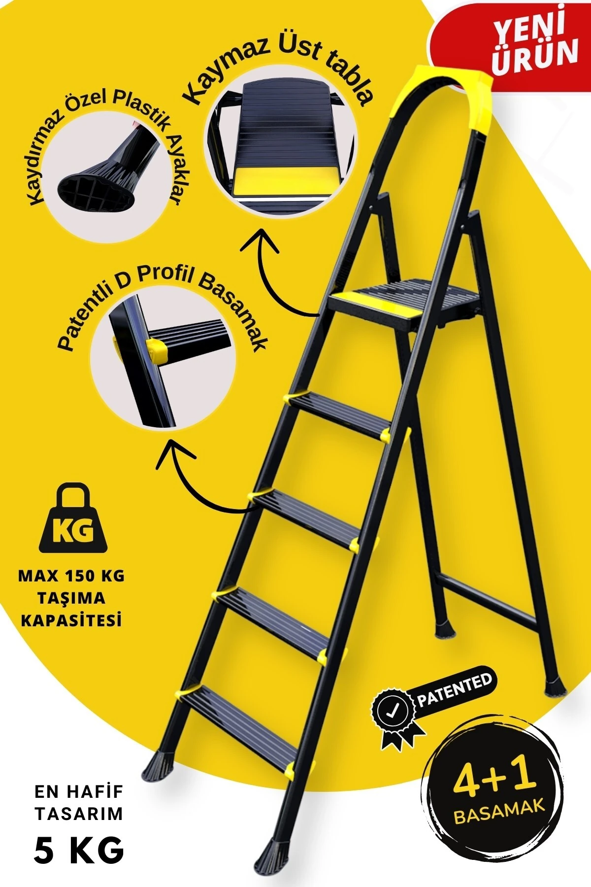 Leo 4+1 Basamaklı Metal Merdiven, leo2