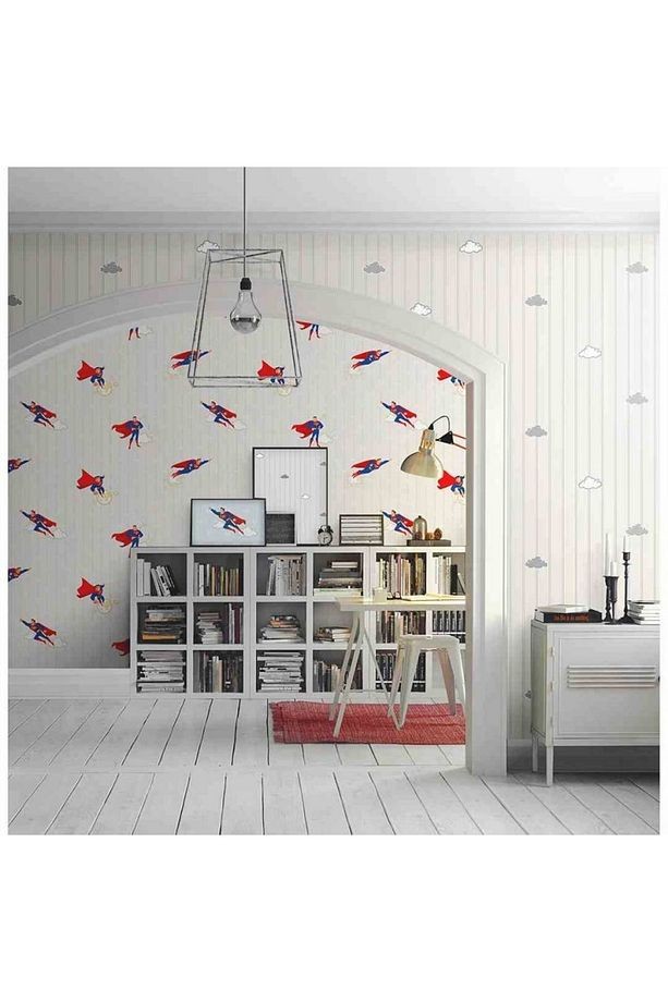 Bej Adakids Superman Desenli Duvar Kağıdı 8915-1 Ebat : 106x10