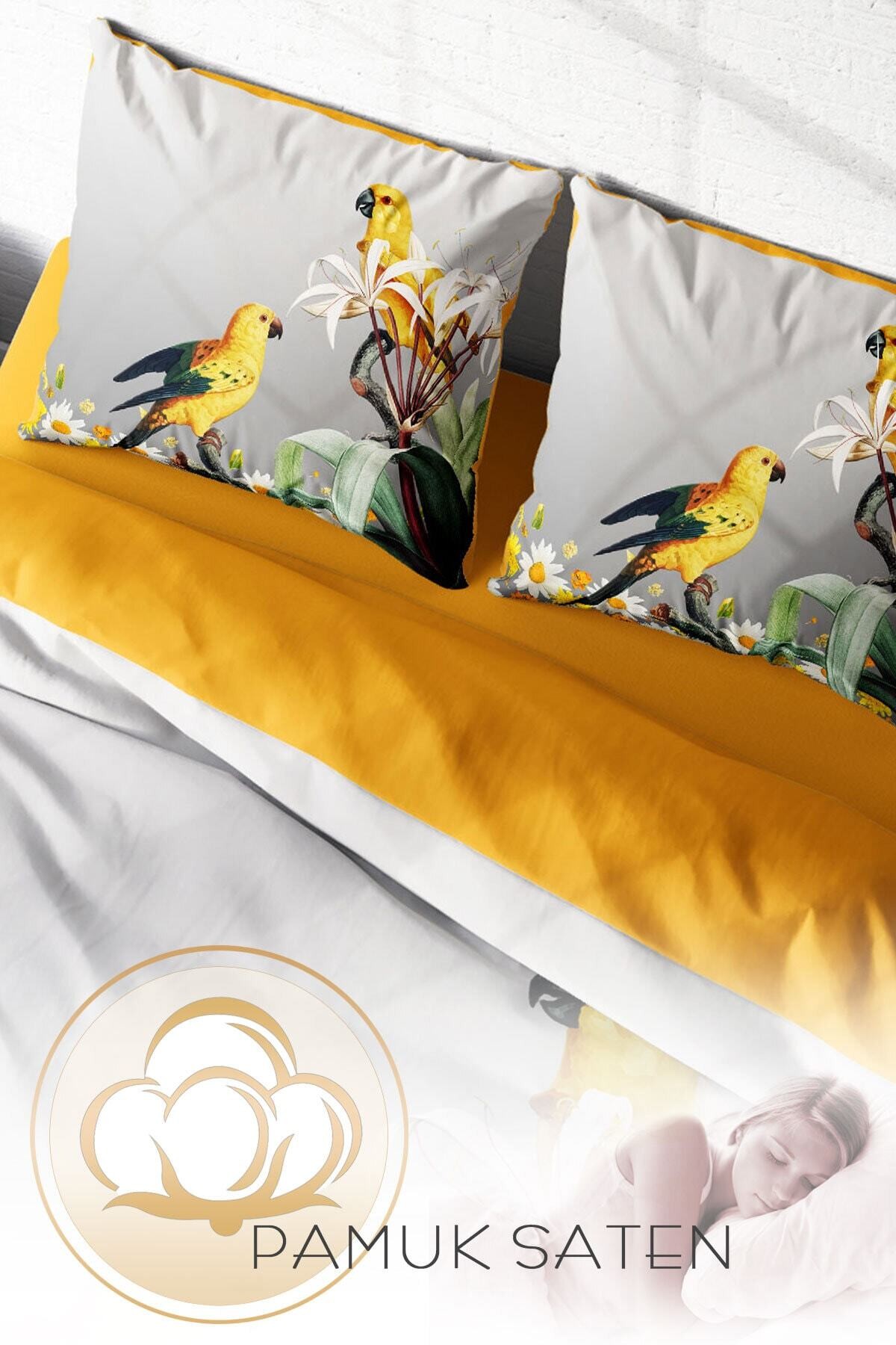 Kıng Sıze Yellow Parrot 3d Çift Kişilik Nevresim Takımı 220x240cm