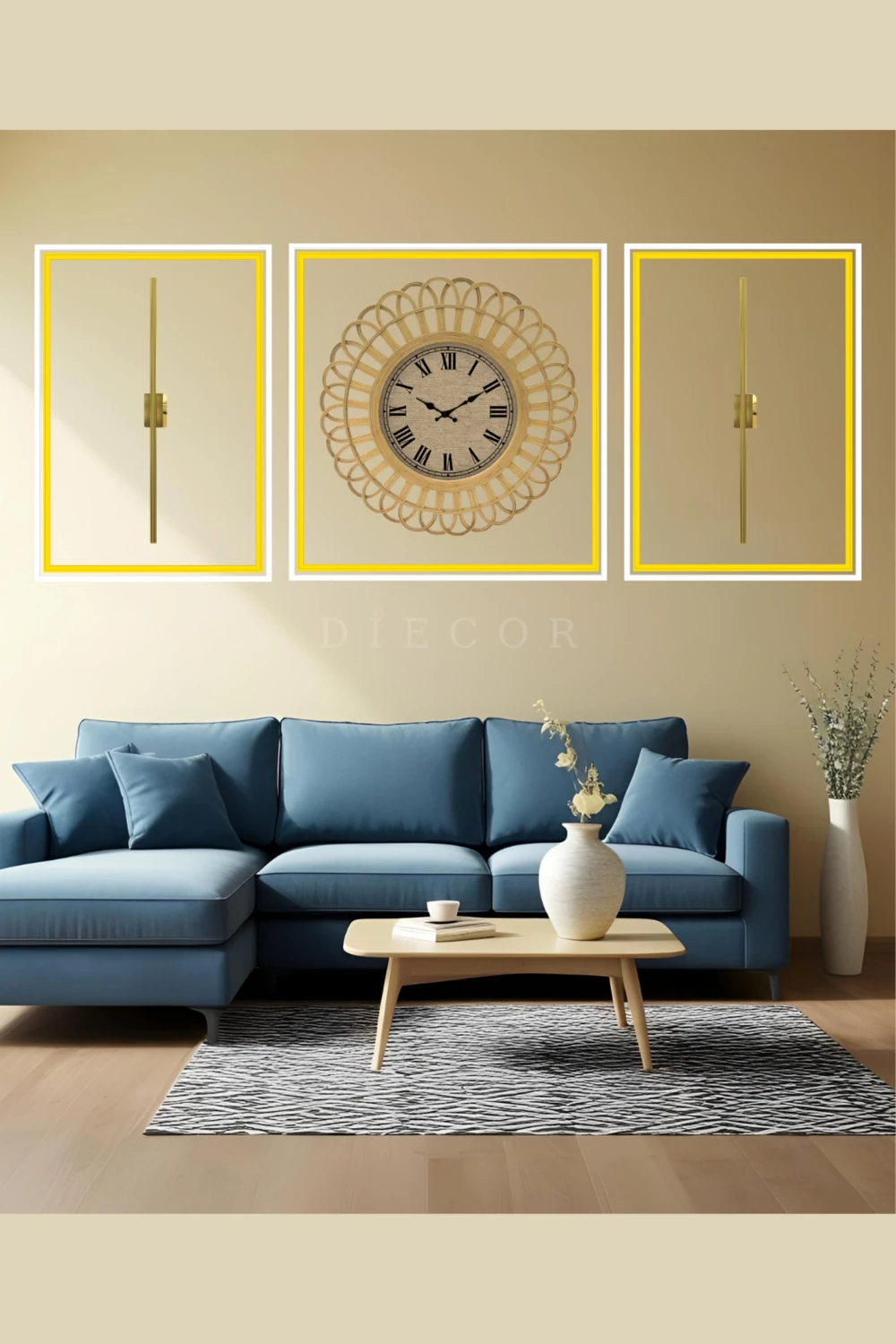 Dekoratif Boyanabilir Duvar Çıtası & Gold Ayna Pleksi Hazır Kesimli 6 Adet Çerçeve Paketi