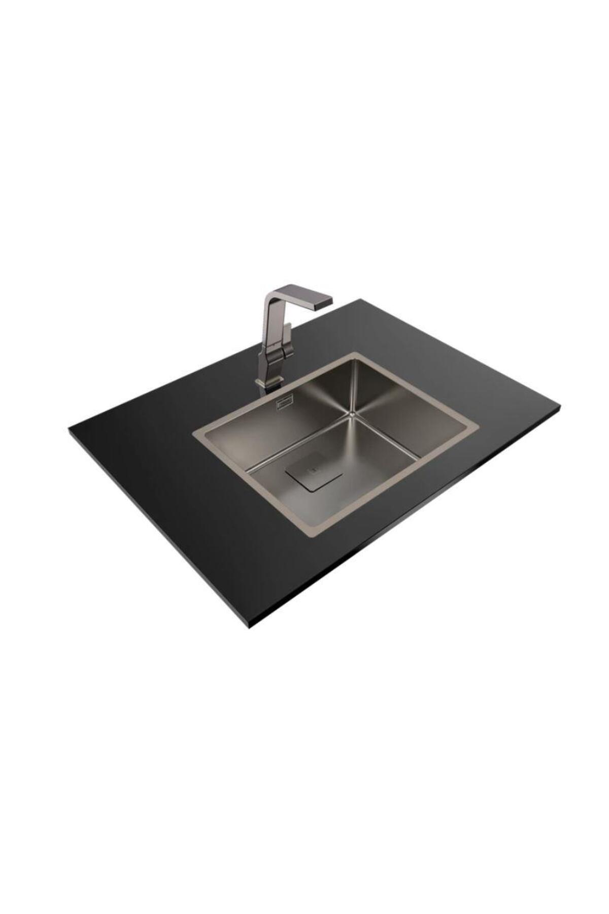 - Flexlınea Rs15 50.40 Tıtanıum M-Fx - Ankastre Tezgaha Sıfır Tezgahaltı Eviye - Titanyum - 50 Cm -