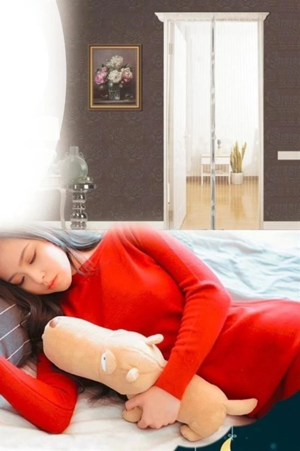 KENDİ MARKAMIZ® Pratik Manyetik Mıknatıslı Beyaz Kapı Pencere Sinekliği Tülü 90 x 210 cm