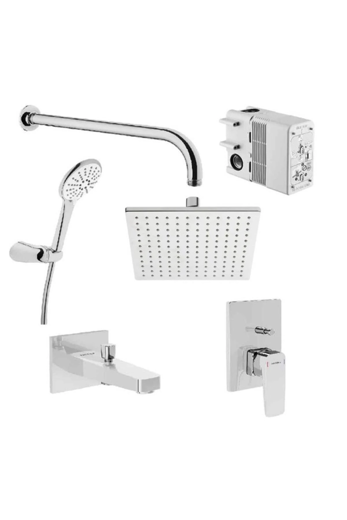 Root Square Ankastre Banyo Seti Krom A49280