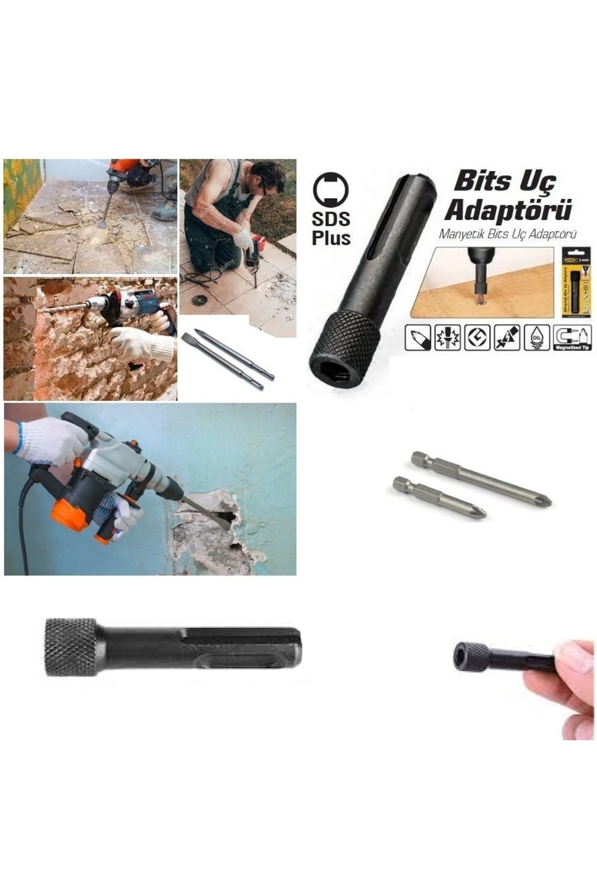 Beton Kırma Delme Raspalama Için Sds Plus Hilti Uç Seti Bits Adaptörlü Keski Murc Uç Takımı