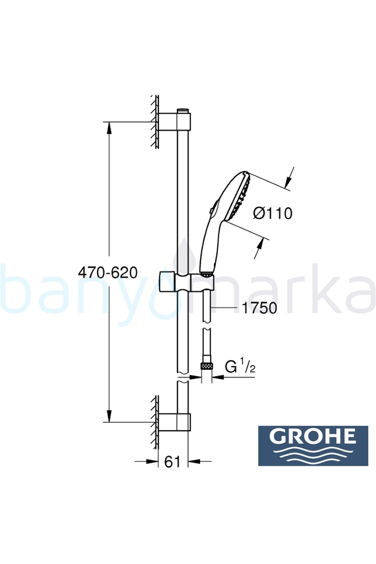 Tempesta 110 Sürgülü Duş Seti, 2 Akışlı - 26162003