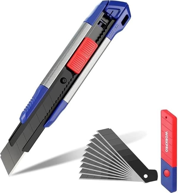 WP212022 18 mm Ağır Hizmet Alüminyum Kasa Maket Bıçağı + 10 Adet Yedek Bıçak