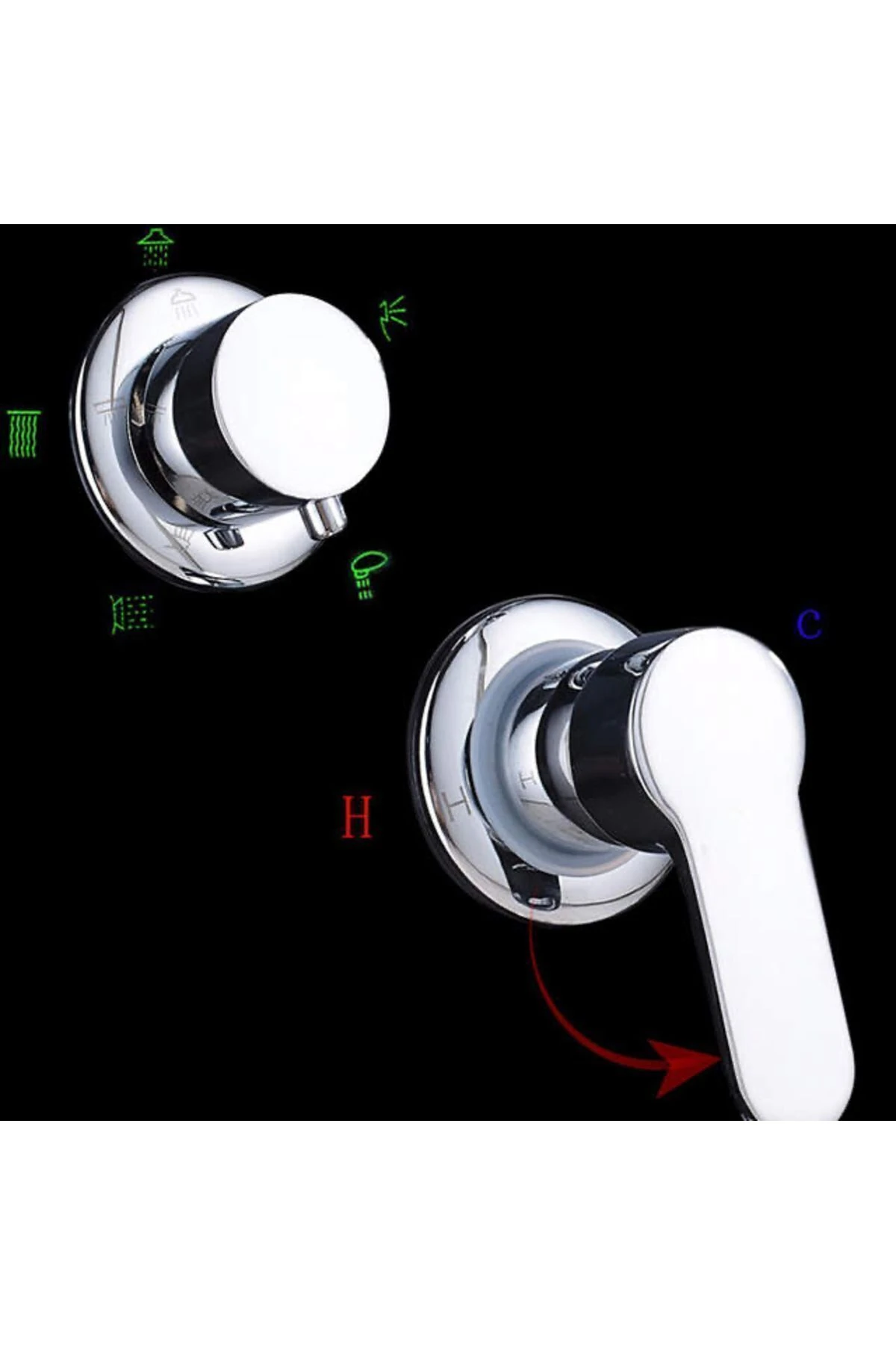 Sam Fırat Antrasıt Duş Paneli, Robot Duş, Duş Başlığı, Dikey Kakuzi , Duş