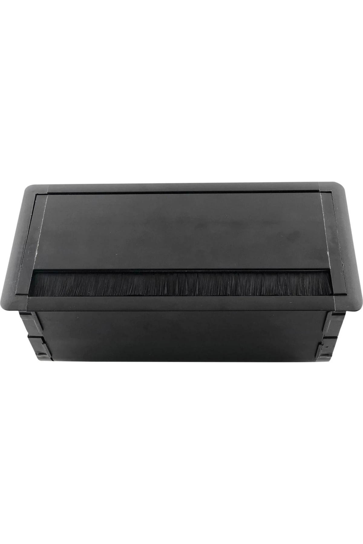 16 Modül Kapaklı Masa Üstü Priz Kutusu Fırçalı Boş Siyah Renk