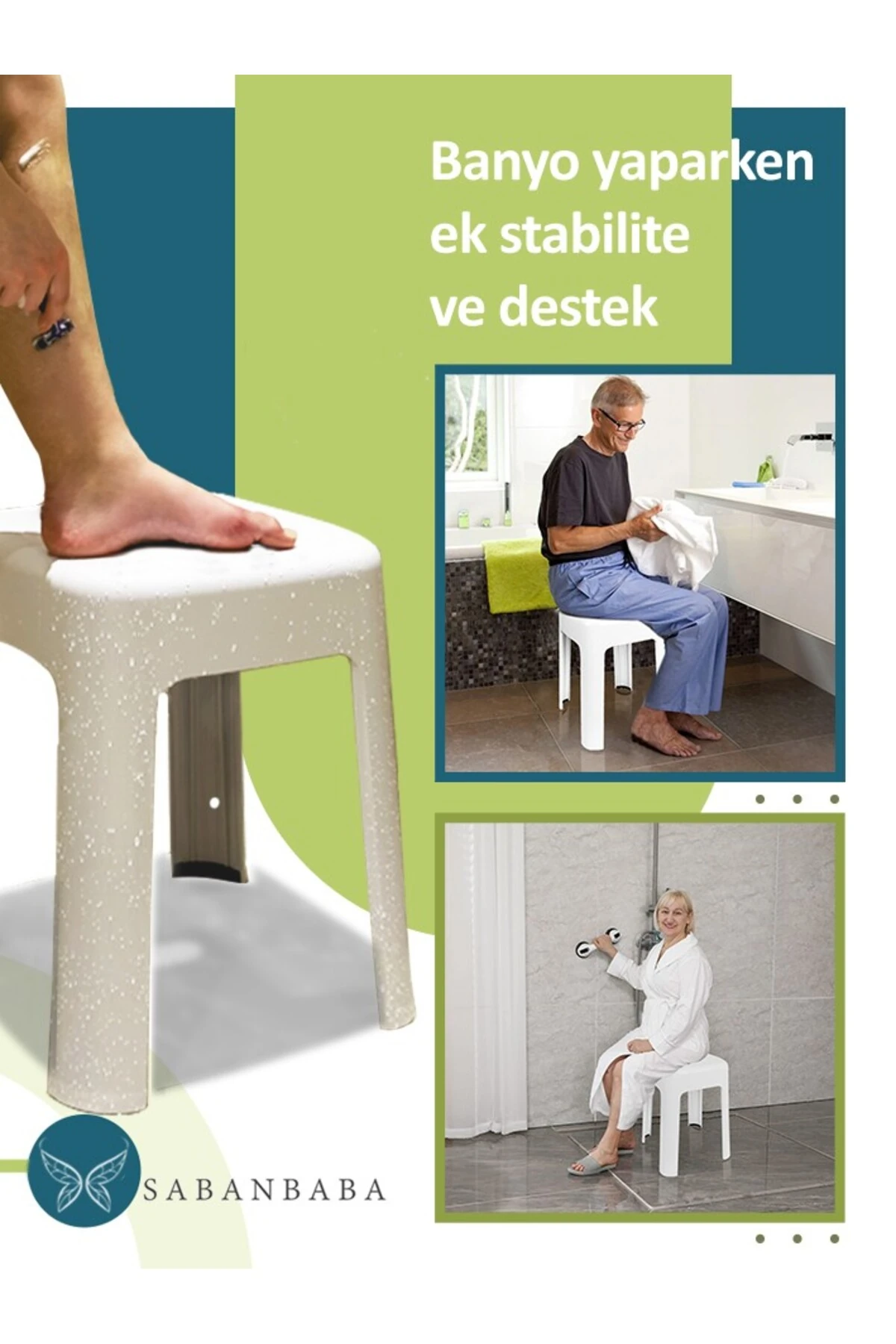 Tabure Sağlam Plastik Kırılmaya Dayanıklı Bahçe, Balkon ,Banyo Beyaz