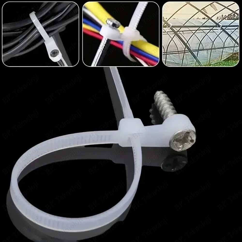Delikli Vidalanabilir 2.5 x 100 mm Cırt Kablo Bağı 100 Adet Beyaz