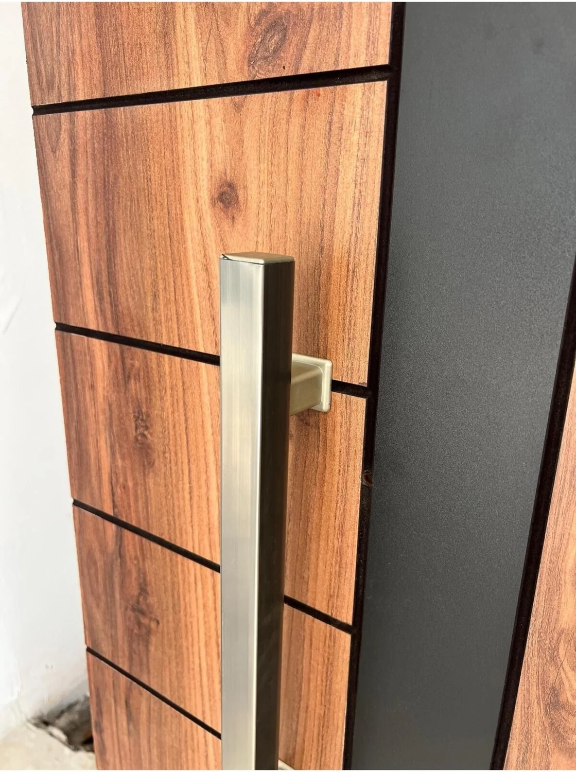 Saten Renk Çelik Kapı Çekme Tutamağı Kare Model 70CM