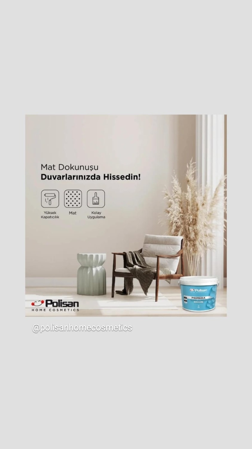 POLİSAN Primera Silikonlu Mat Iç Cephe Boyası 7.5 Lt 1520 Roma Sarısı Cİ-6511
