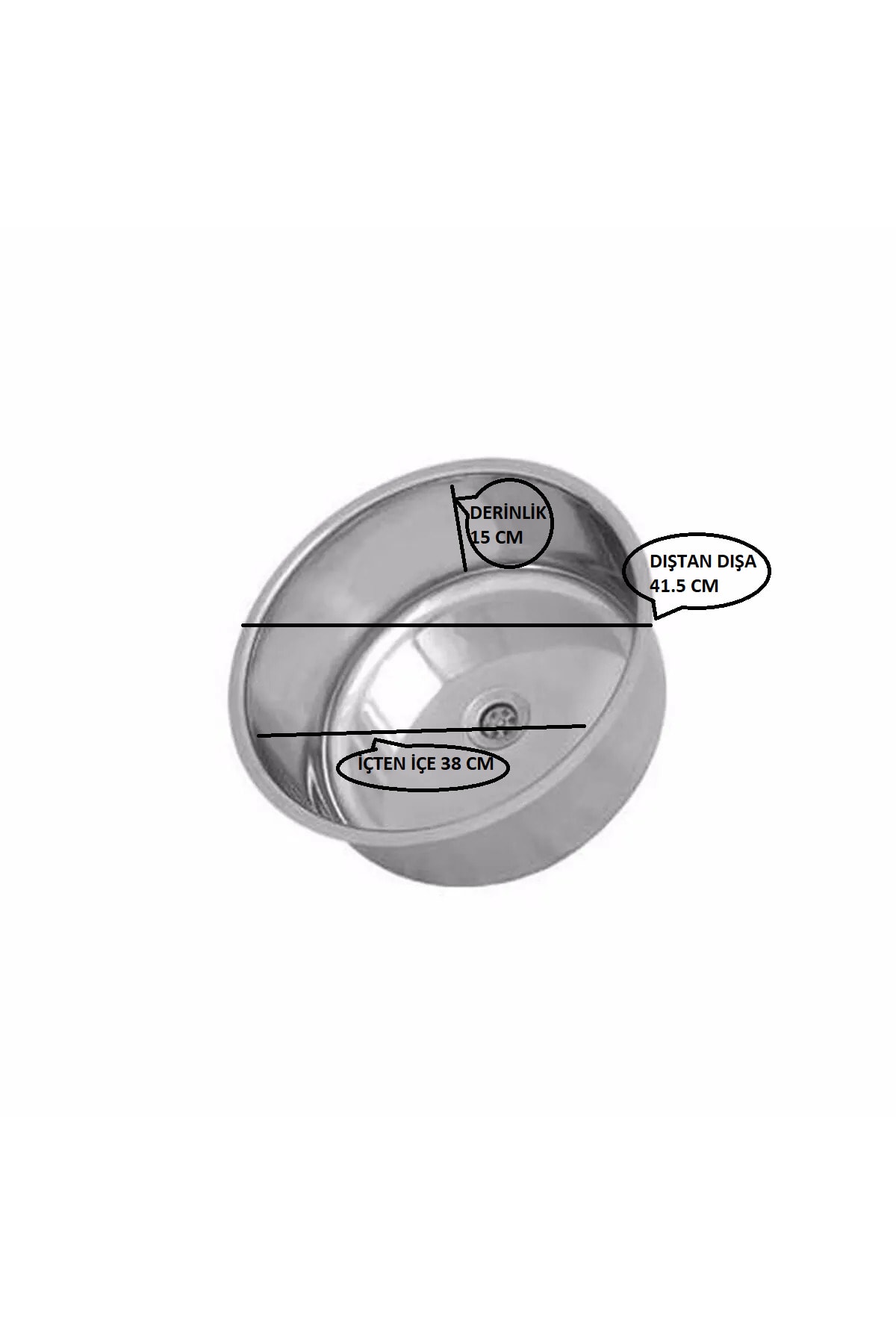 Paslanmaz Yuvarlak, Daire, Oval Krom Evye Mutfak Lavabosu Evyesi