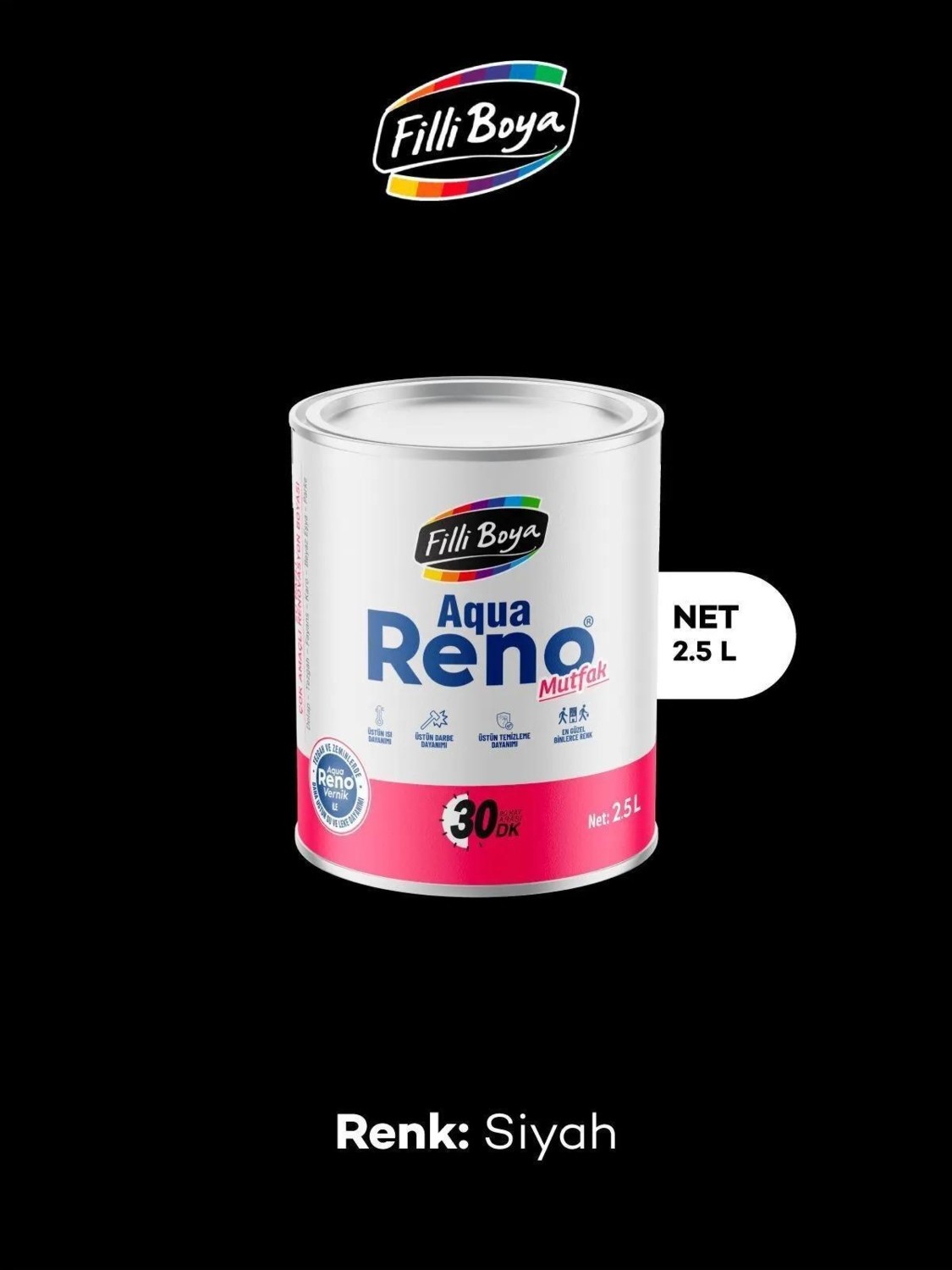 Aqua Reno Mutfak Siyah 2.5 Lt