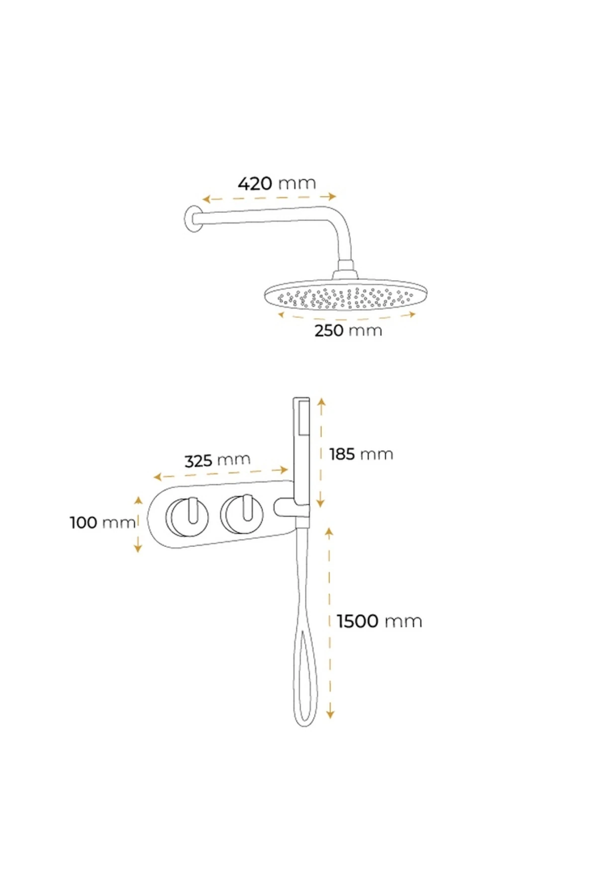 Victoria Matt Black 2 Yönlü Ankastre Duş Sistemi