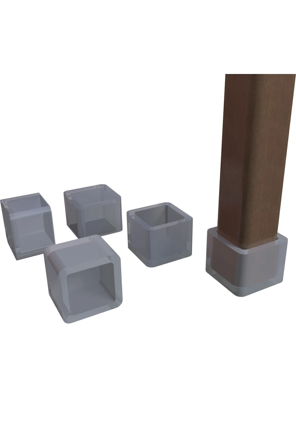 30x30 Mm Kare Pvc Sandalye Profil Ayak Pabucu Sessiz Yumuşak - Şeffaf (4 Adet)