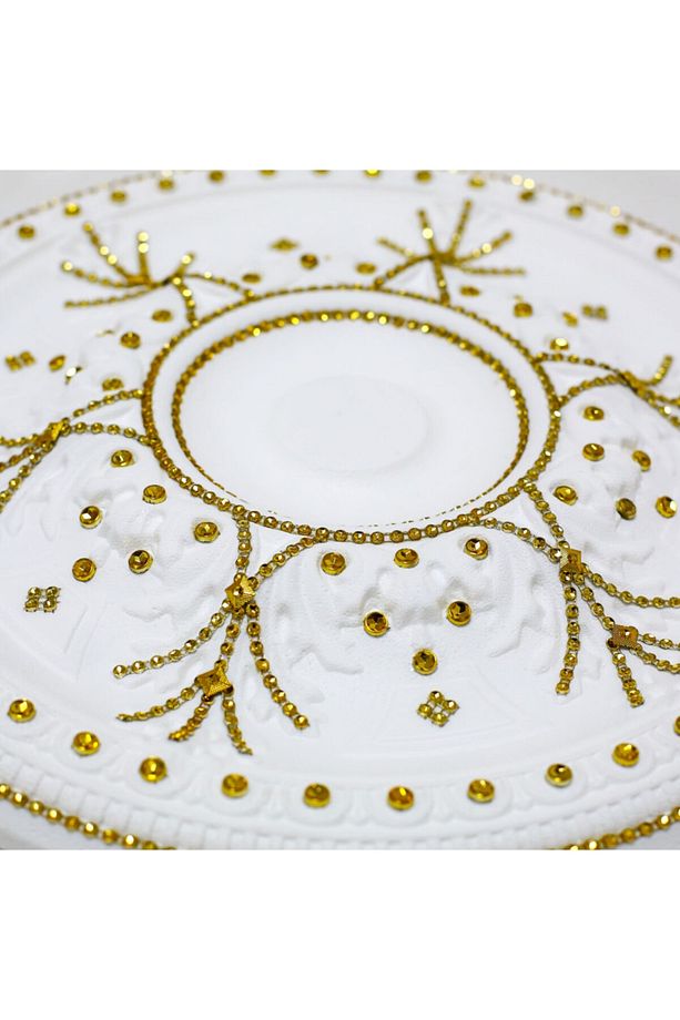 Taşlı Osmanlı Desenli Stropiyer Tavan Göbeği - 40 Cm - Altın Sarı