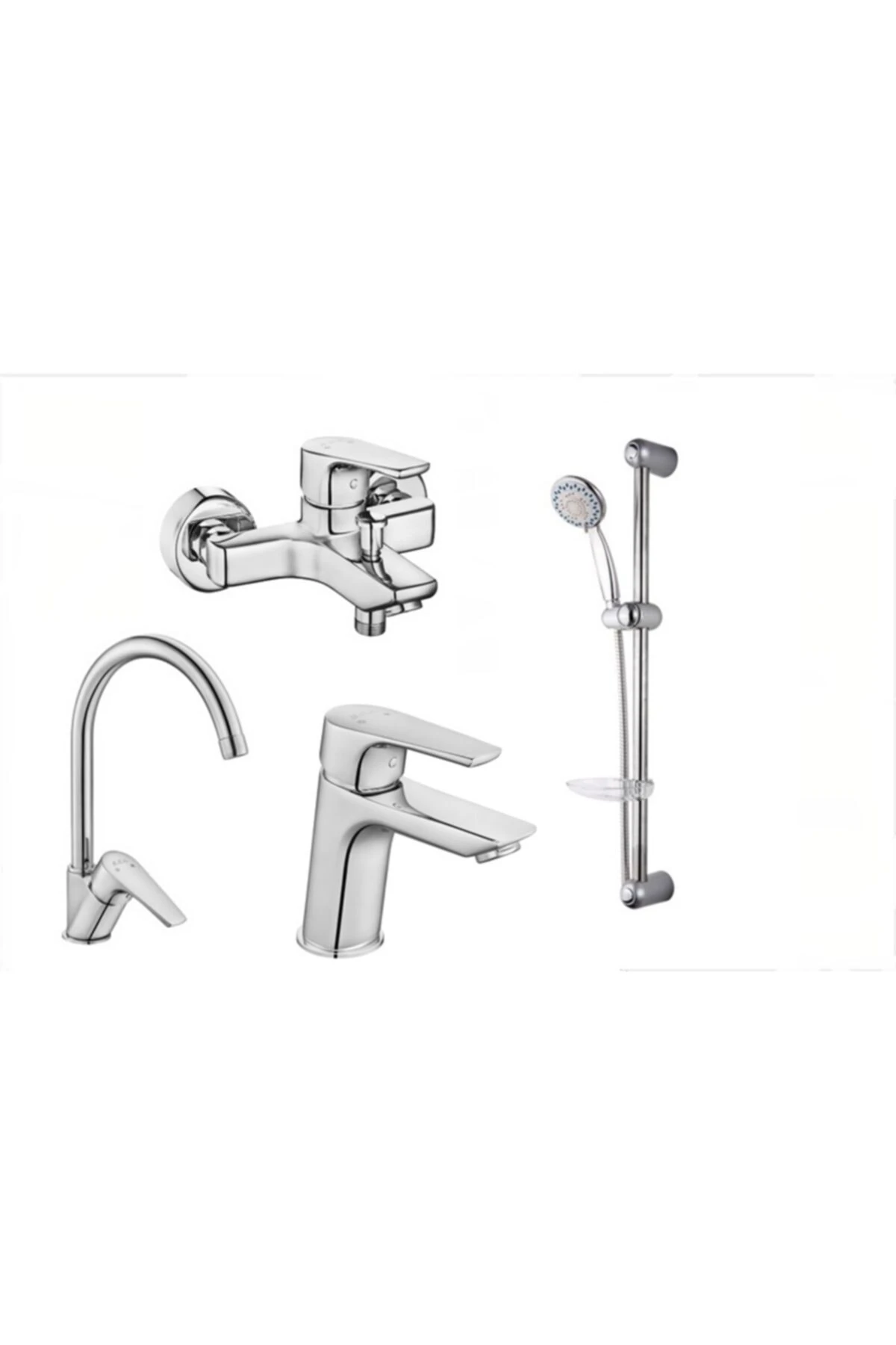 Niobe Banyo + Kuğu Lavabo + Evye Bataryası + Modamix Lagos Sürgülü Duş Seti