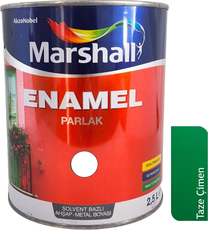 Enamel Sentetik Parlak Yağlı Boya 2.5 Lt Taze Çimen Yeşili