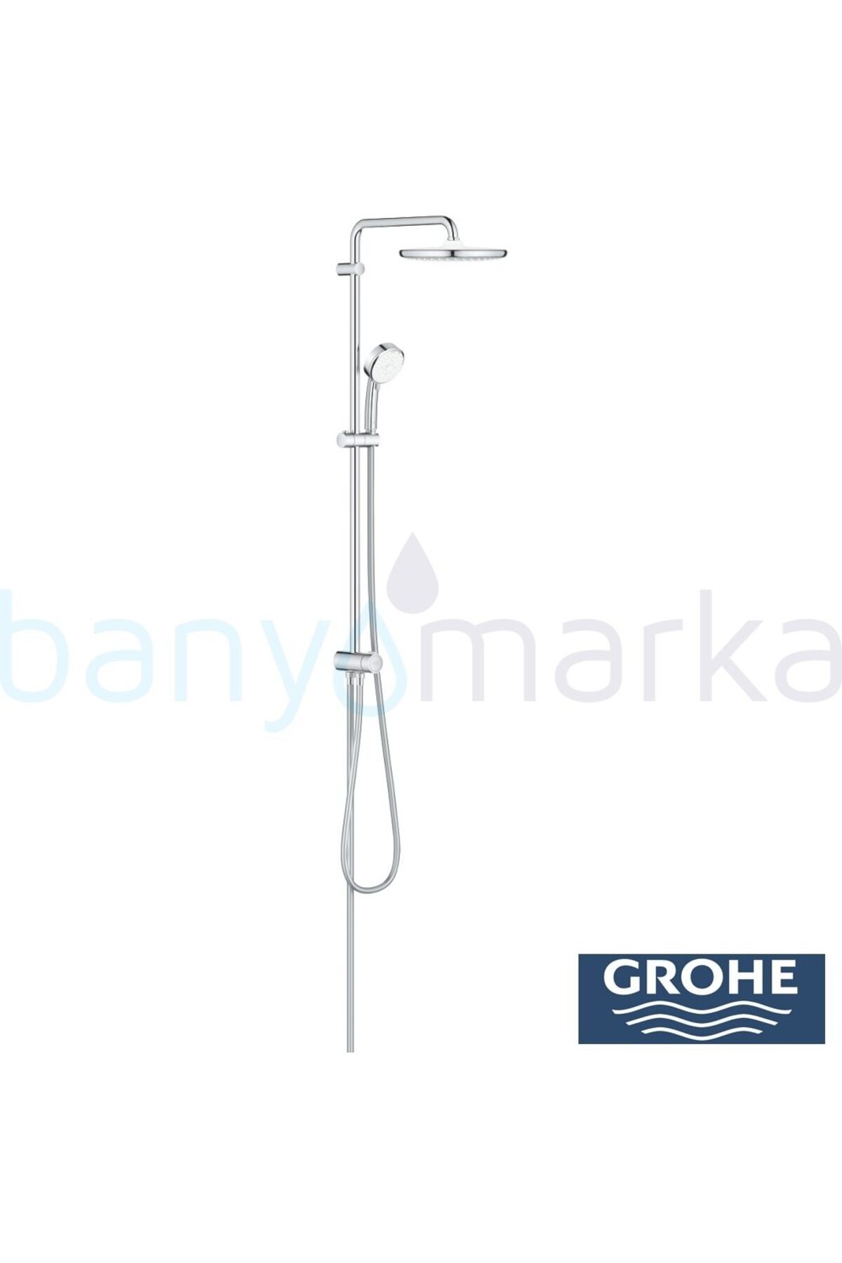 Tempesta System 250 Duvara Monte Duş Sistemi, Yön Değiştiricili, Krom-Beyaz - 26675000