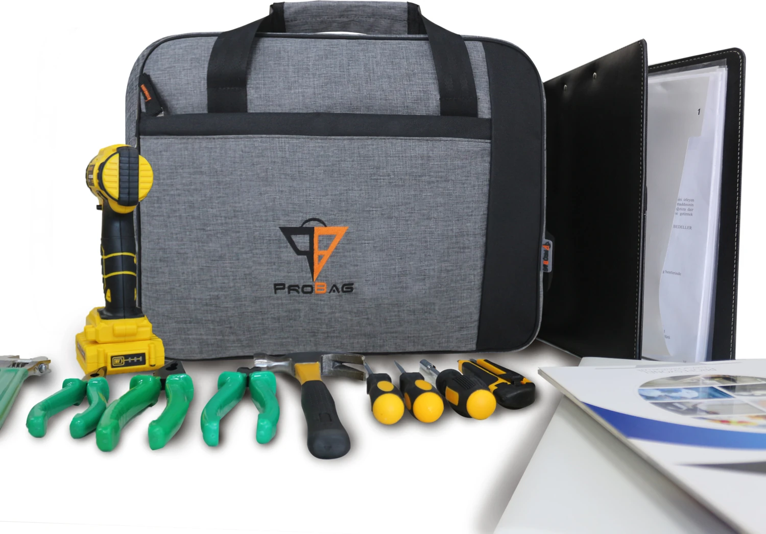 Mühendis Tipi Suya Dayanıklı Bilgisayar ve Alet Takım Çantası - 7 Ana Cep, 19 Alet Bölmesi