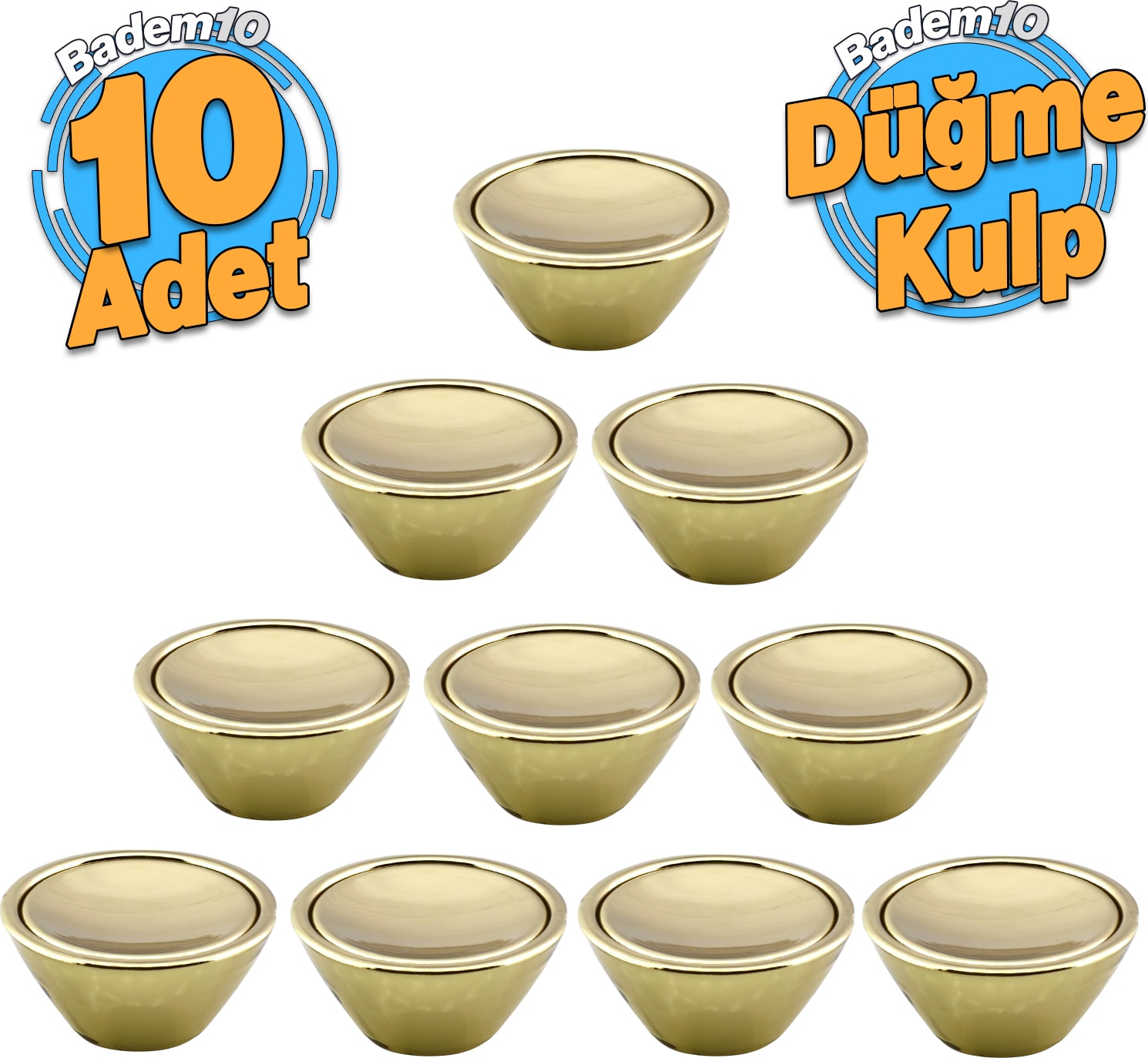 10 Adet Delta Düğme Gold Mobilya Mutfak Dolap Dolabı Çekmece Kulbu Plastik Altın Tek Vida Kulp