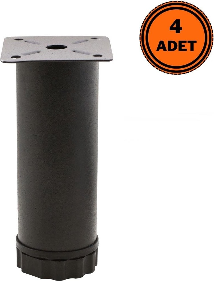4 Adet Mobilya Ayağı Metal 12 cm Ayarlı 42 mm Mat Siyah Ayak