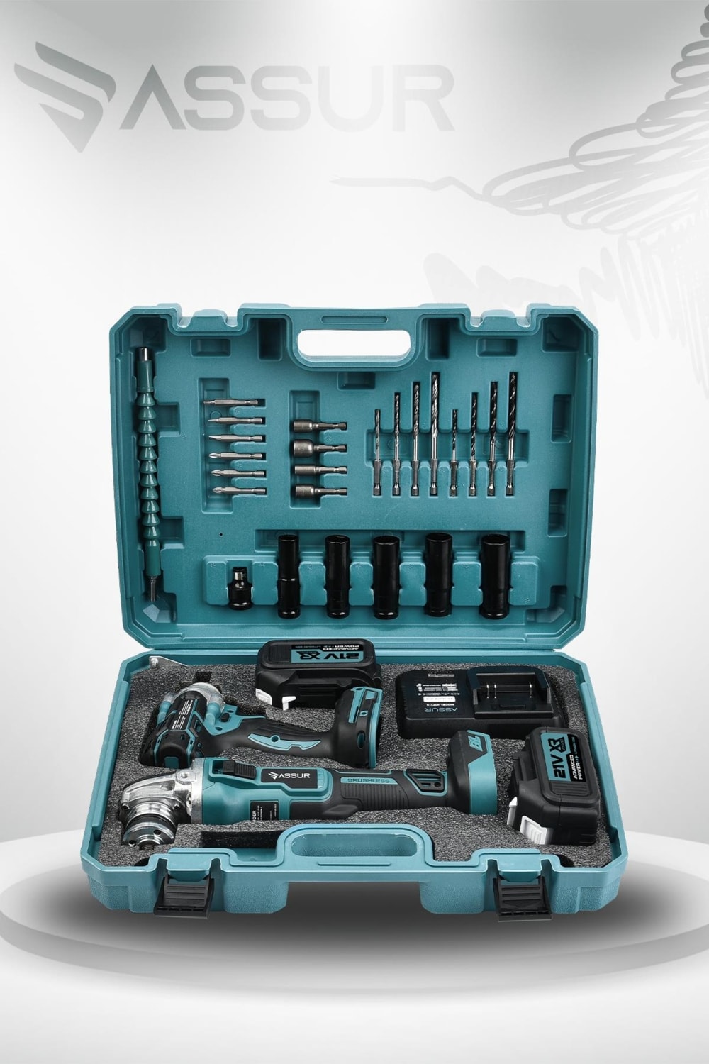 Profesyonel 21V Çift Akülü Kömürsüz 125 Mm Taşlama + Darbeli 450 Nm Somun Sıkma Sökme 2'li Set