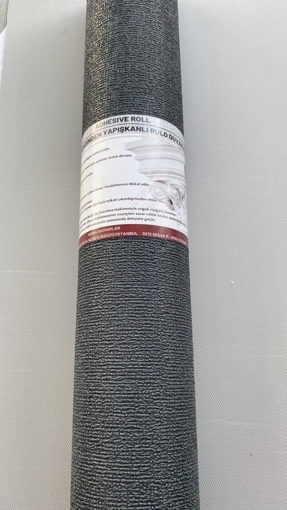 50X280CM(1,4M2) Koyu Gri Dekor Isı ve Ses Yalıtım Yapışkanlı Duvar Kağıdı Dokulu Esnek Silinebilir